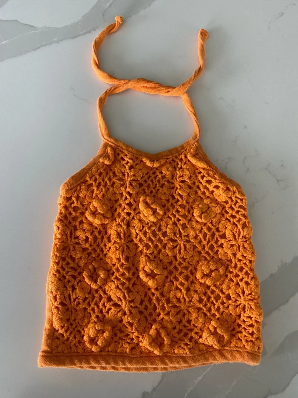 The Children's Place y2k Girls Floral Crochet Halter Tank Top 100% Cotton 12M
